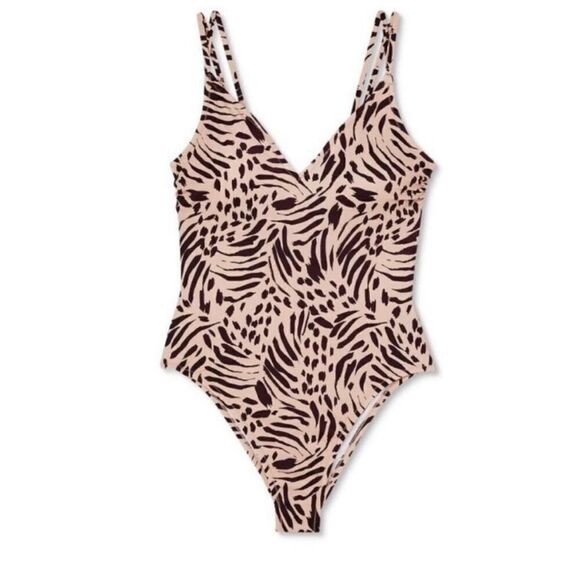 New Shade & Shore One Piece Bathing Suit Cheetah Monokini Size Small Swimwear - Picture 2 of 4